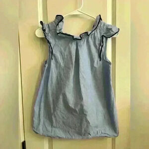 J Crew blue/navy blue baby doll blouse size 2 ruffle